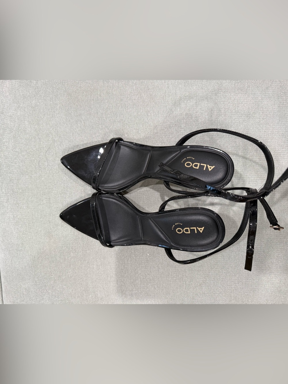 ALDO Black Patent Pointed Toe Slingback Heels